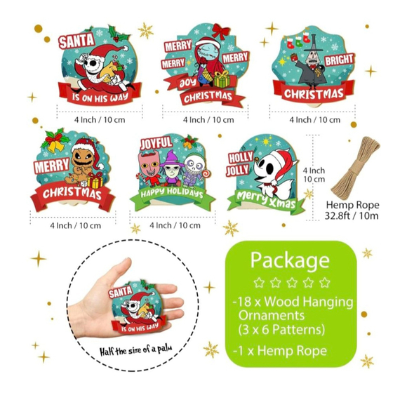 18PCS Christmas Jack Sally Wooden
Hanging‎ Ornaments for Tree Wood Nightmare - Picture 3 of 7